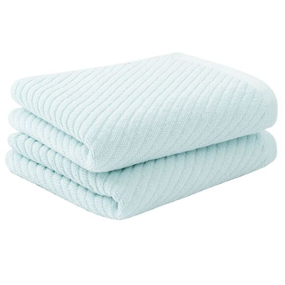 Hand Towels 100% Ribbed Cotton 2 Pcs Face Towels Blue - Picture 1 of 6